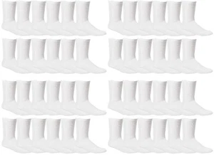 24 Pairs Yacht & Smith Kids Premium Cotton Crew Socks White Size 4-6 Boys - Picture 1 of 7