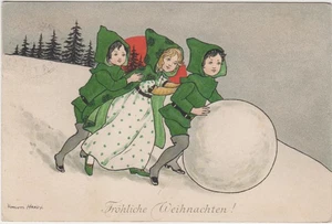 D 8 Navidad 1908! ¡Niños con bola de nieve! ¡Artista Hardy! - Imagen 1 de 2
