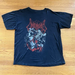 Vintage 90s Unleashed Tee Shirt Black Size XL Black Death Metal Made In USA - Picture 1 of 10