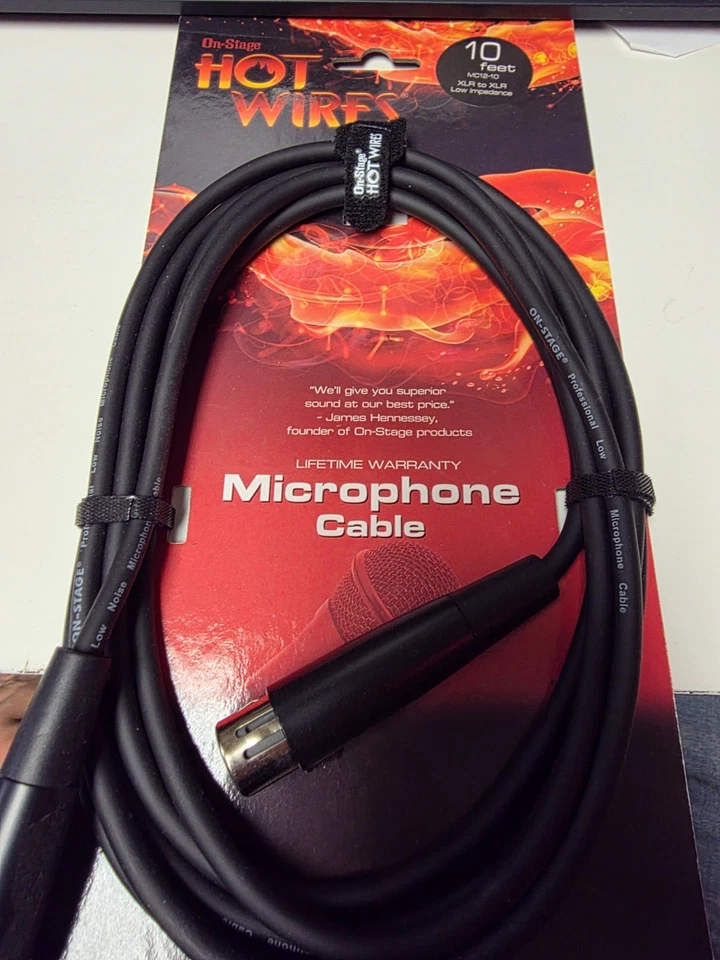 Cabo de microfone Hot Wires (10’ XLR-XLR) (MC12-10). Baixa impedância. Novo! - Imagem 1 de 1