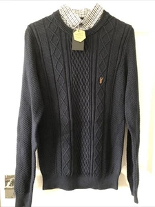 MENS - Navy Collared Long Sleeve Jumper - NEXT - Size S - BX128 - Picture 1 of 9