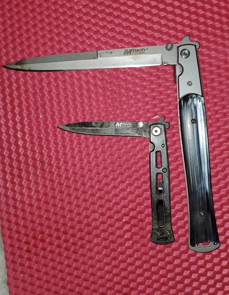 Lot of 2 M Tech Folding Pocket Knives Stainless Steel Blades - Image 1 of 2