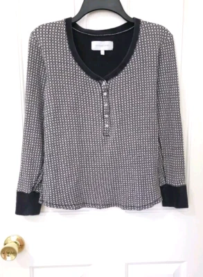 Victoria's Secret Jersey Knit Thermal Shirt Top Medium Gray Velvet Cuff Long Slv - Image 1 of 4