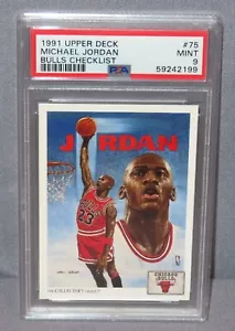 1991 Upper Deck "MICHAEL JORDAN" #75 PSA 9 como nuevo NBA Chicago Bulls lista de verificación - Imagen 1 de 2
