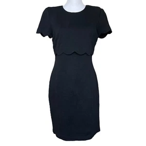 Adrienne Vittadini Quilted Sheath Dress EUC 6 VTG Scalloped Business Workwear - Picture 1 of 12