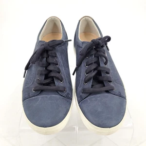 ECCO Womens Soft 7 Leather Nubuck  Shoes Size US 8-8.5/ 39 Sneaker Blue Lace Up - Picture 1 of 12