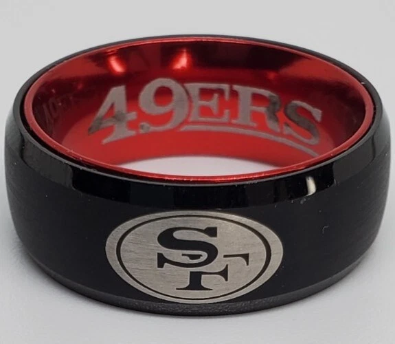 Anillo San Francisco 49ers anillo negro y rojo 8 mm anillo de tungsteno #49ers #nfl Foto 1 de 1