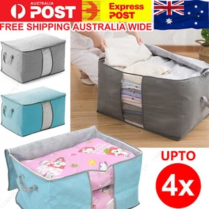 Clothes Quilt Blanket Storage Bag Fabric Organizer Foldable Zipper Cover Bags DF - Picture 1 of 16