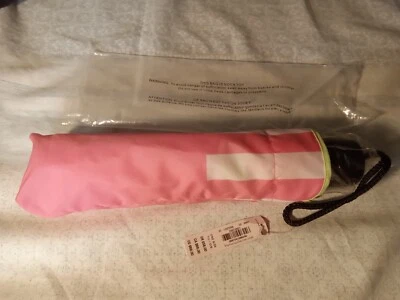 VICTORIAS SECRET STRIPED PINK COMPACT PORTABLE FOLDABLE TRAVEL UMBRELLA NWT - Image 1 of 4