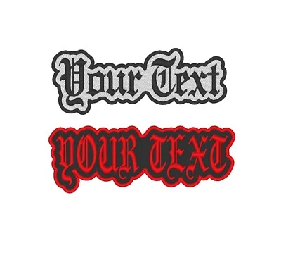 Custom Embroidered Faux Leather Freehand Border Straight Rocker Sew on Patch - Image 1 of 4