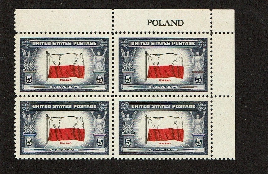 1943-4 U.S Commem OVERRUN COUNTRIES 5c POLAND  Sc#909 M/NH/OG GEM! - Image 1 of 1