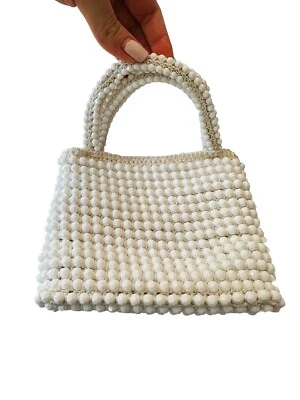 Mini Bolso Daniel Swarovski Paris Cuentas de Vidrio Blanco Crochet Hecho en FRANCIA Foto 1 de 4
