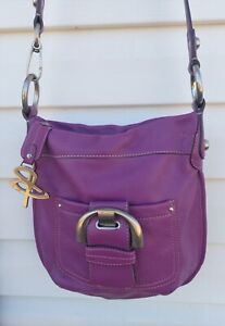 B. MAKOWSKY Purse Convertible Crossbody Purple Pebbled Leather Shoulder Handbag