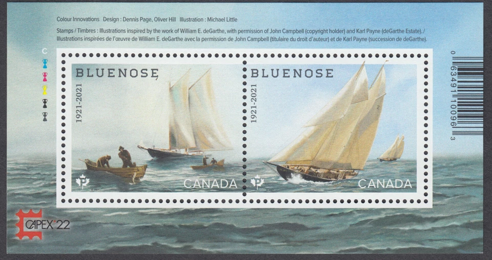 Canada - #3293c Bluenose 100th Anniversary Overprint Souvenir Sheet - MNH - Image 1 of 1