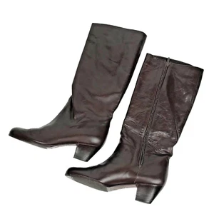 Stivali donna marroni VERO CUOIO misura 7,5 RAYNE pelle italiana designer tacco alto - Foto 1 di 9