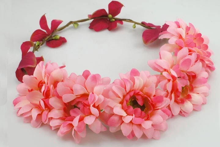 Corona cabeza pelo flor rosa - CR81158-rosa Foto 1 de 1