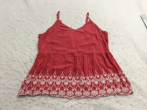 Maurices Tank Top Plus Size 0X Red White Spaghetti Strap V Neck Crochet Trim - Picture 1 of 11