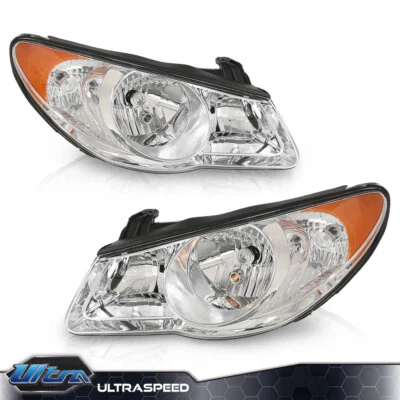 Chrome Headlight Assembly Fit For 07-10 Hyundai Elantra Left & Right Side - Image 1 of 4