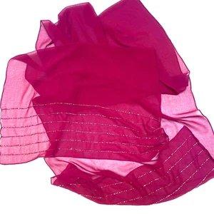 Jones New York Womens Scarf Sheer Beaded Burgundy  Rectangle 74”X 20” - Picture 1 of 4