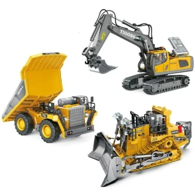 RC Excavator Bulldozer Dump Truck 2.4G 9-11CH Remote Control Alloy Kids Toys NEW - Image 1 of 4