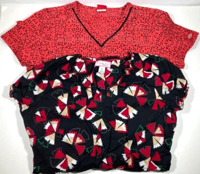 Lot of 2 Womens SCRUB SHIRTS SIZE Small TOPS DICKIES KOI Kathy Peterson Nursing - Image 1 of 4
