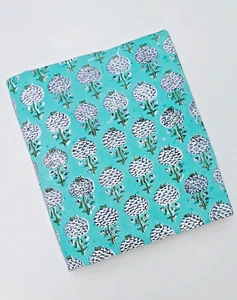 5 Yard Block Print Fabric Dressmaking Fabric Indian Printed Running Fabric - Picture 1 of 5