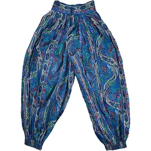 Pantaloni harem Saint Laurent Rive Gauche stampa paisley taglia UK 4 W24 L26 - Foto 1 di 3