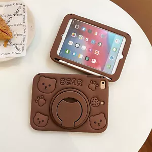 Bear Silicone Stand Tablet Case For iPad Air 1 2 3 Mini 4 5 6 Pro 8 9 10 11 9.7" - Picture 1 of 16
