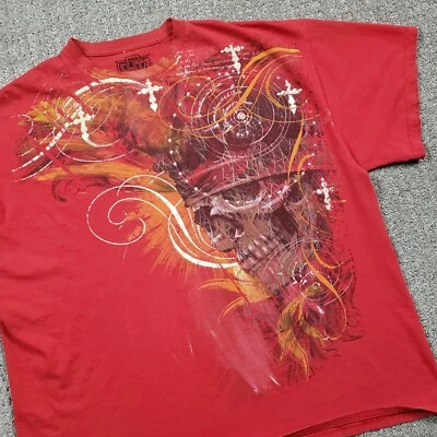 Camisa MMA Elite Para Hombres 2XL Cruz Calavera Roja AOP Estampado Completo Doble Cara Foto 1 de 4