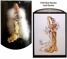 1990 Barbie GOLD Designed by Bob Mackie in Display Case 