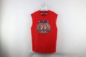 Vintage Y2K 2004 Harley Davidson Mens Large Faded Spell Out Muscle T-Shirt Red - Picture 1 of 12