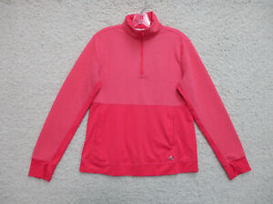 Adidas Sweater Large Youth Pink Pullover Quarter Zip Pockets Stretch Logo Girls