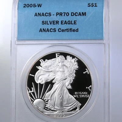 2005-W American Silver Eagle S$1 ANACS Certified PR70DCAM - Image 1 of 4