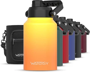 Half Gallon Insulated Water Bottle - 64oz Leak Proof Stainless Steel Water Jug - Picture 1 of 8