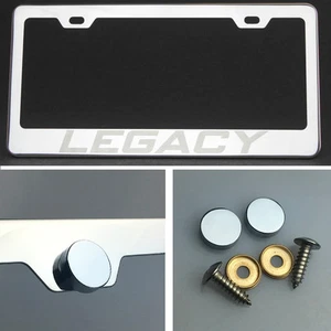 One Legacy Laser Engraved Stainless Steel License Plate Frame Chrome Screw Cap - Picture 1 of 12
