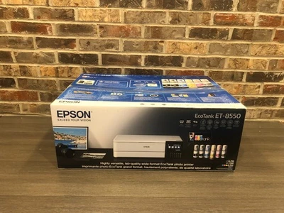 AS IS Epson EcoTank Photo ET-8550 Color Inkjet All-In-One Ink Spill 15,869 pgs - Image 1 of 4