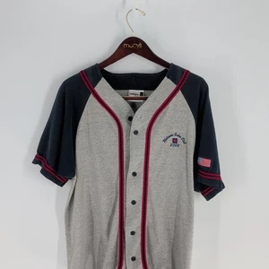 Vintage Badger Sport Platinum Sales Club 2002 Baseball Shirt Gray Navy Blue Sz L - Picture 1 of 7