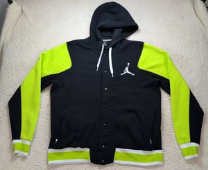 Nike Air Jordan Varsity Jacket Men’s XL Full Snap Black Neon Hooded 547693-015 - Picture 1 of 11