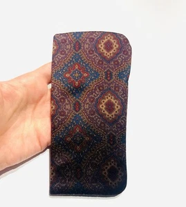 Vintage Sulka 100% Silk Brown Purple Red Paisley Eyeglasses Case - Picture 1 of 2
