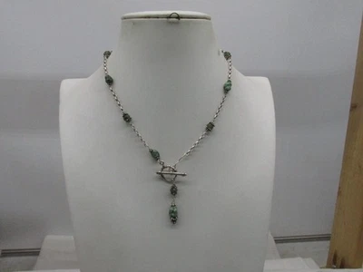 Collar Vintage Turquesa Verde y Piedra Verde Cierre Palanca 16" Largo #59 Foto 1 de 4