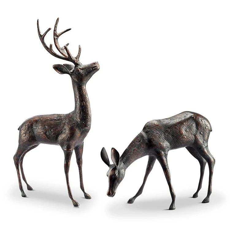 Deer Meadow Wanderers Garden Sculpture Pair Statues Buck Stag Doe SPI Home 51072
