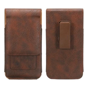 Phone Belt Holder for 6.3-6.5" Phone Vertical Grain Leather Dark Brown - Zdjęcie 1 z 7