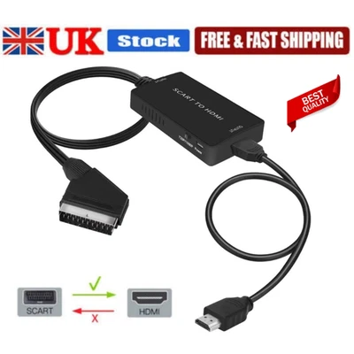 SCART To HDMI Converter Audio Video Adapter For HDTV Sky Box STB Plug HD TV DVD - Image 1 of 4