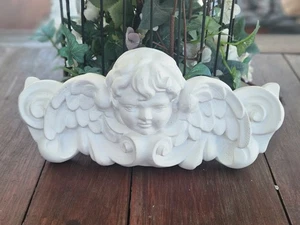 Winged Cherub Wall Plague Williamsburg Angel Style Plaster Sconce Decor - Picture 1 of 12
