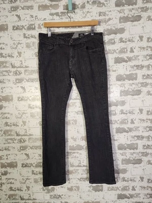 Volcom Vorta Slim Straight Jeans Size 34 X 32 Black Skateboarding Urban Denim - Image 1 of 4