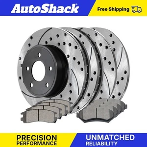 Front Rear Drilled Slotted Brake Rotors Ceramic Pads for Chevy Impala 3.8L - Picture 1 of 7