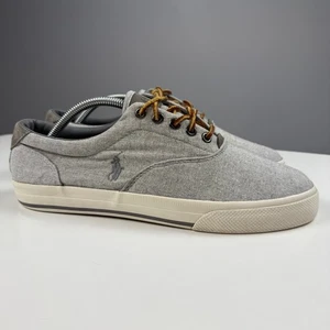 Polo Ralph Lauren Vaughn men low top canvas sneakers shoes leather lace sz 9.5 D - Foto 1 di 9