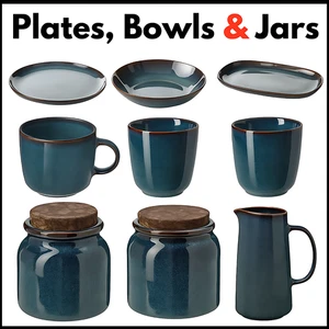 Vajilla y tarro BRUGDHAJ colección azul GLADELIG - Platos, tazas, cuenco, tarro - Imagen 1 de 11