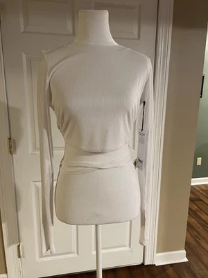 Top de manga larga acanalado ALO Yoga Manifest, blanco talla M atletismo danza gimnasio Foto 1 de 4