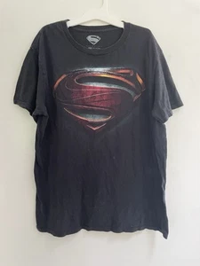 DC Comics Man Of Steel Kids Boys Superman Logo Cotton Short Sleeve Shirt Black M - Picture 1 of 4